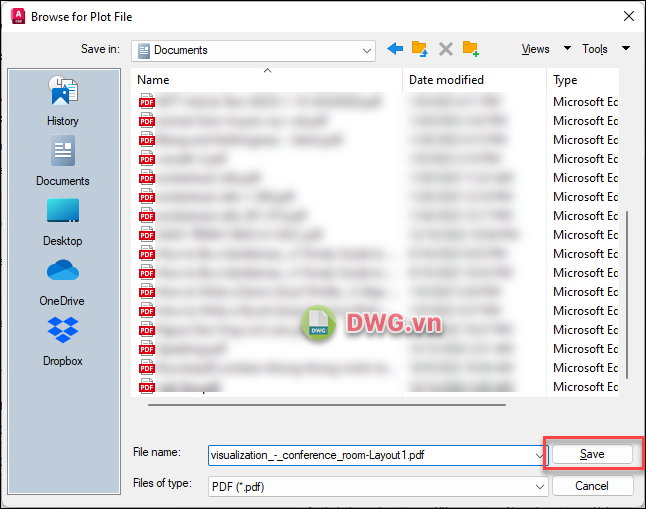 Chọn thư mục mà bạn muốn lưu PDF trên máy tính, đặt tên cho file ở phần File name